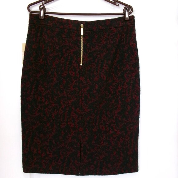 New Michael Kors Red and Black Textured Stretch Pencil Skirt L Large - Picture 5 of 9
